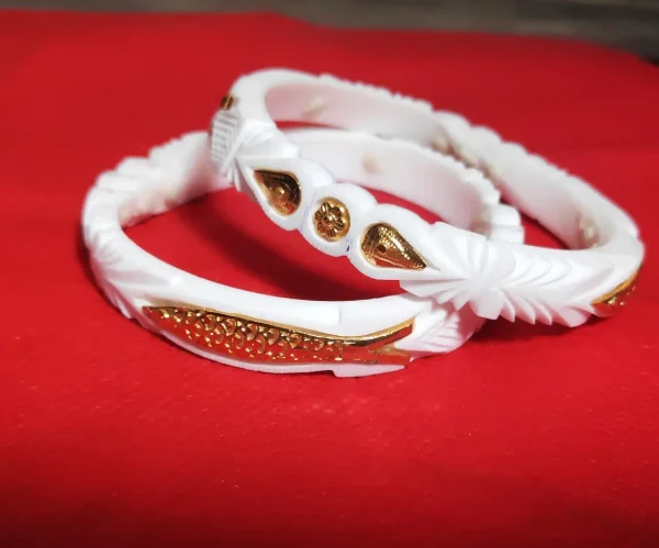 White Fish Design Bangles for Women – Traditional Artificial Jewellery | Bengali Bridal Ethnic Bangles Online India